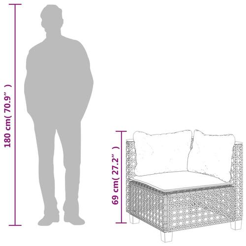 Hjørnemodul til havesofa med hynder polyrattan grå