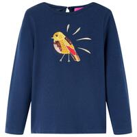Langærmet T-shirt til børn str. 92 marineblå