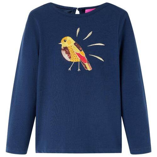 Langærmet T-shirt til børn str. 92 marineblå