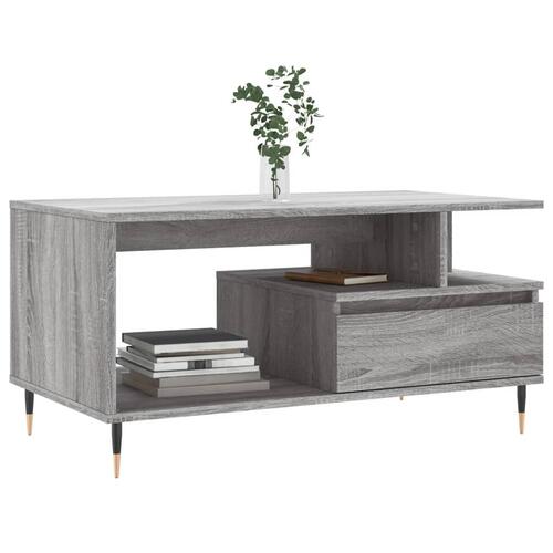 Sofabord 90x49x45 cm konstrueret træ Grå sonoma-eg