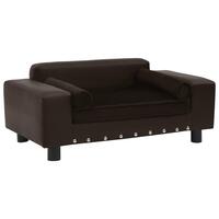 Hundesofa 81x43x31 cm plys og kunstlæder brun