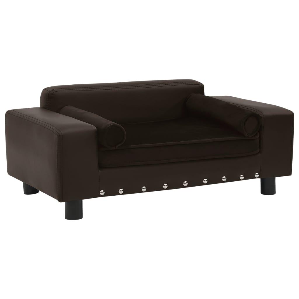 Hundesofa 81x43x31 cm plys og kunstlæder brun