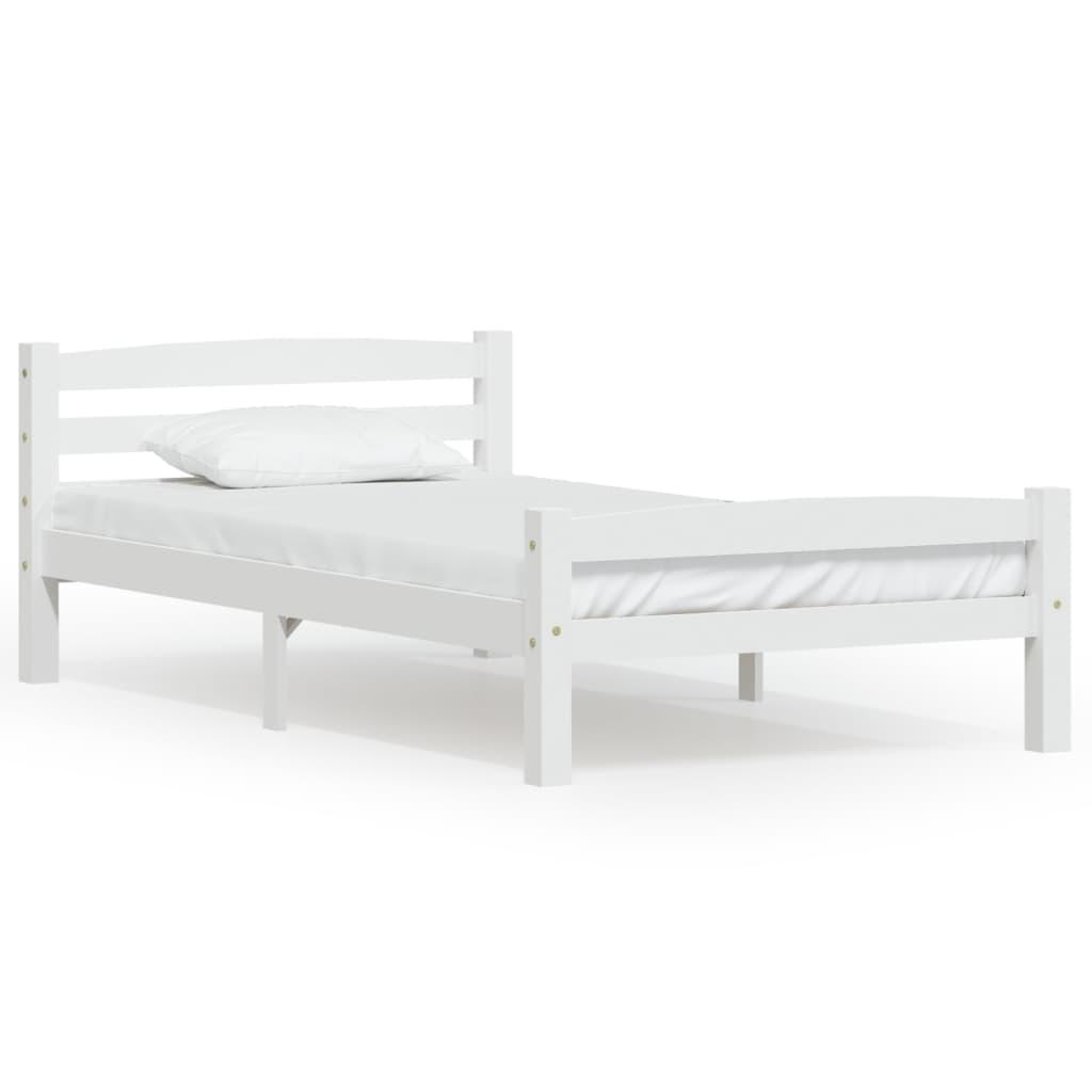 Sengestel 100x200 cm massivt fyrretræ hvid