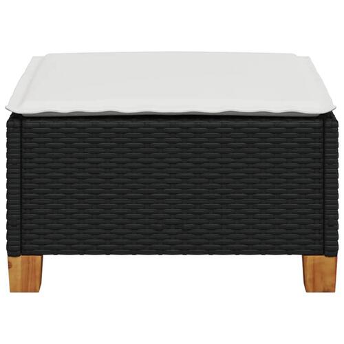 Haveskammel med hynde 63,5x56x32 cm polyrattan sort