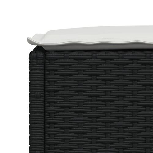 Haveskammel med hynde 63,5x56x32 cm polyrattan sort