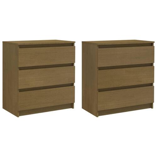 Sengeskabe 2 stk. 60x36x64 cm massivt fyrretræ honningbrun