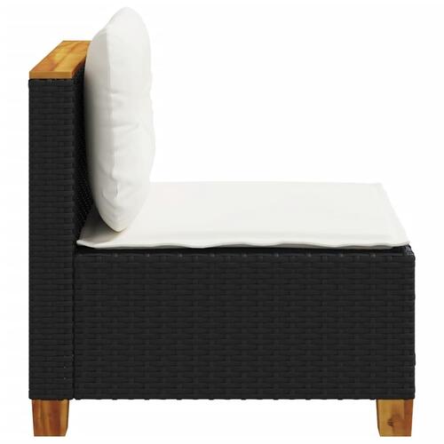 Sofamodul til haven med hynder polyrattan sort