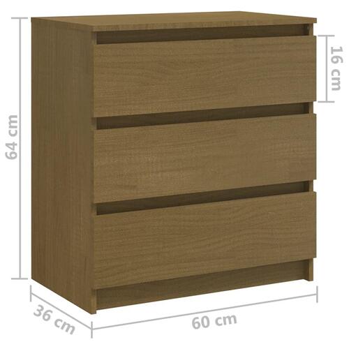 Sengeskabe 2 stk. 60x36x64 cm massivt fyrretræ honningbrun