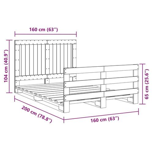 Sengeramme med sengegavl 160x200 cm massivt fyrretræ