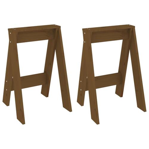 Taburetter 2 stk. 40x40x60 cm massivt fyrretræ gyldenbrun