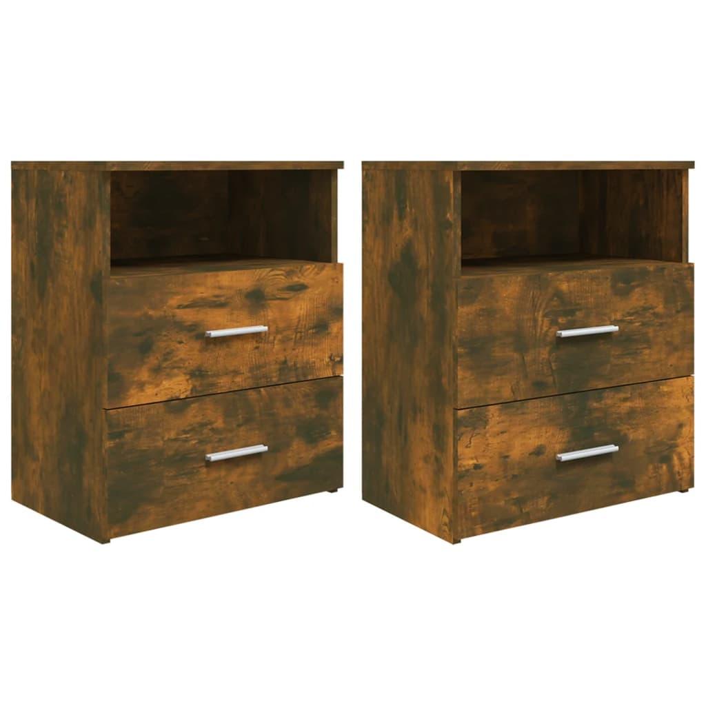 Sengeborde 2 stk. 50x32x60 cm røget egetræsfinish