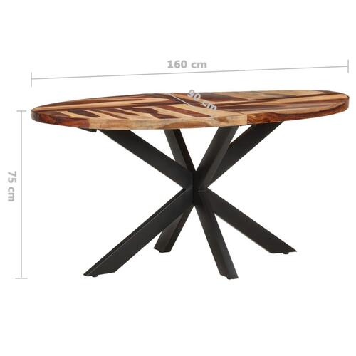 Spisebord 160x90x75 cm massivt akacietræ med sheeshamfinish