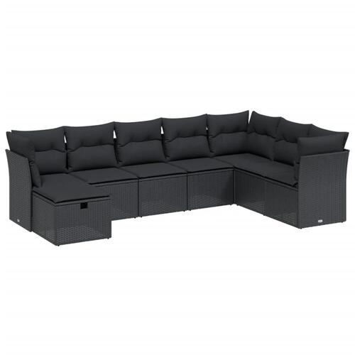 Sofasæt til haven 8 dele med hynder polyrattan sort