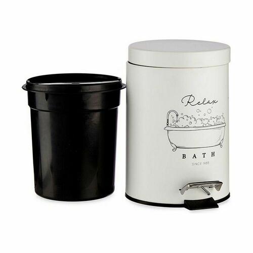 Papirkurv med pedal Relax Bath Hvid Sort Stål Plastik 3 L (6 enheder)