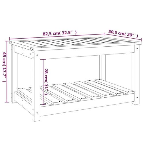 Havebord 82,5x50,5x45 cm massivt fyrretræ hvid