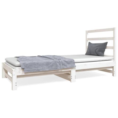 Daybed med udtræk 2x(90x190) cm massivt fyrretræ hvid