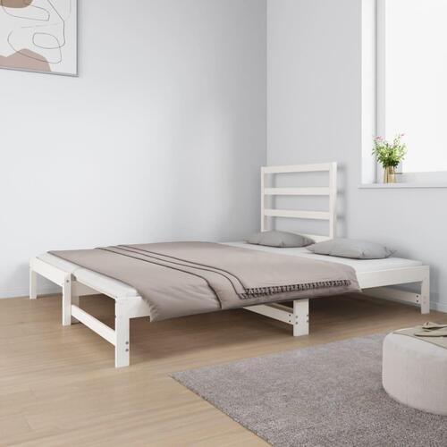 Daybed med udtræk 2x(90x190) cm massivt fyrretræ hvid