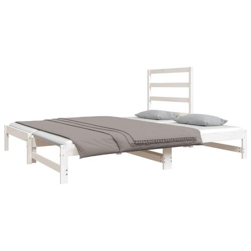 Daybed med udtræk 2x(90x190) cm massivt fyrretræ hvid