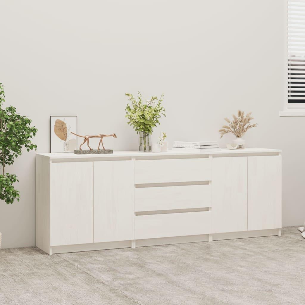 Sideskab 180x36x65 cm massivt fyrretræ hvid