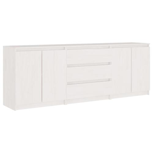 Sideskab 180x36x65 cm massivt fyrretræ hvid