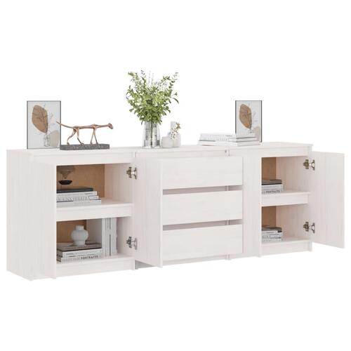 Sideskab 180x36x65 cm massivt fyrretræ hvid