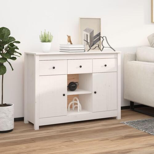 Skænk 100x35x74,5 cm massivt fyrretræ hvid