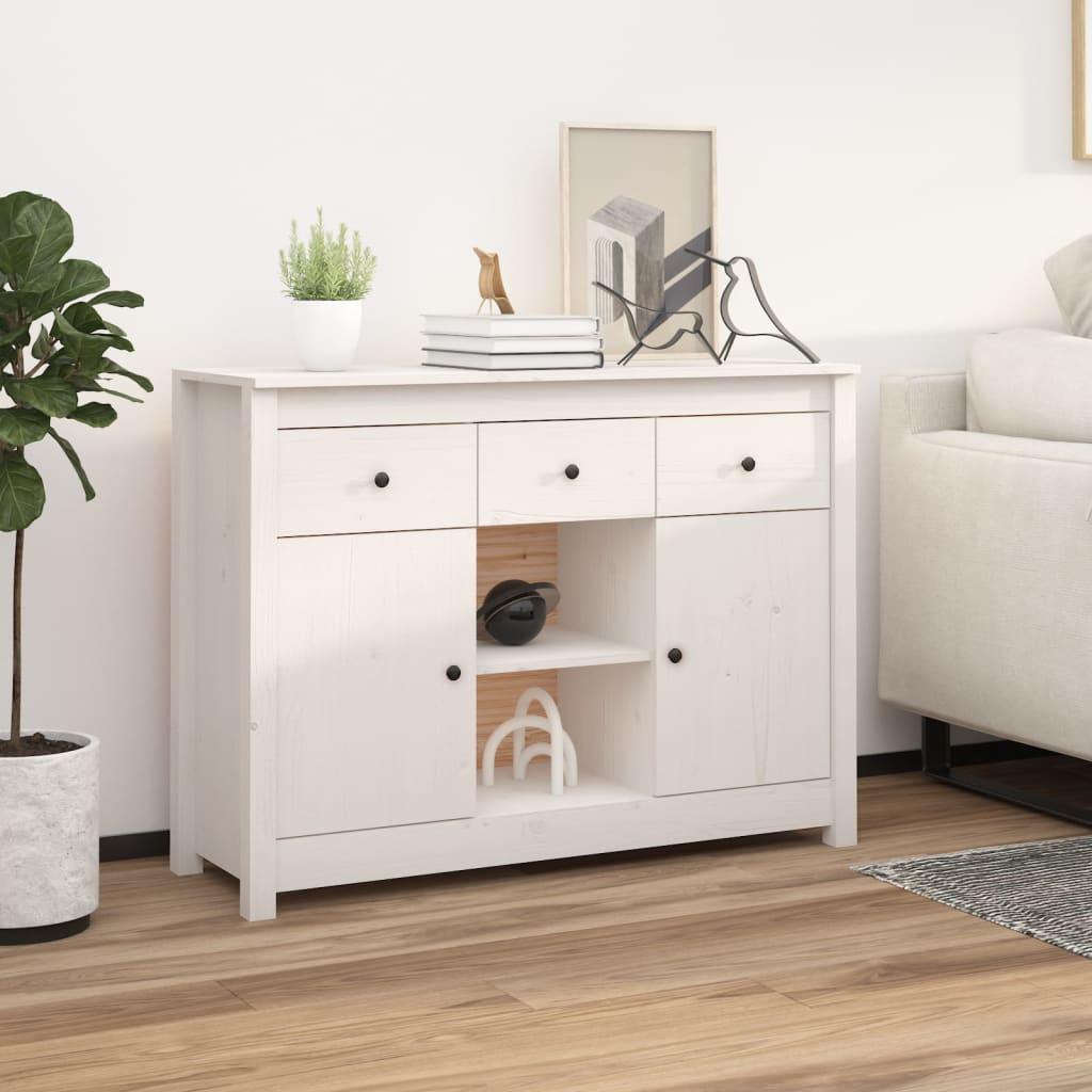 Skænk 100x35x74,5 cm massivt fyrretræ hvid