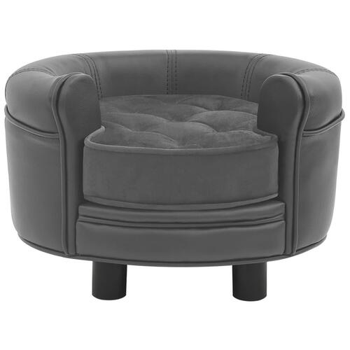 Hundesofa 48x48x32 cm plys og kunstlæder grå