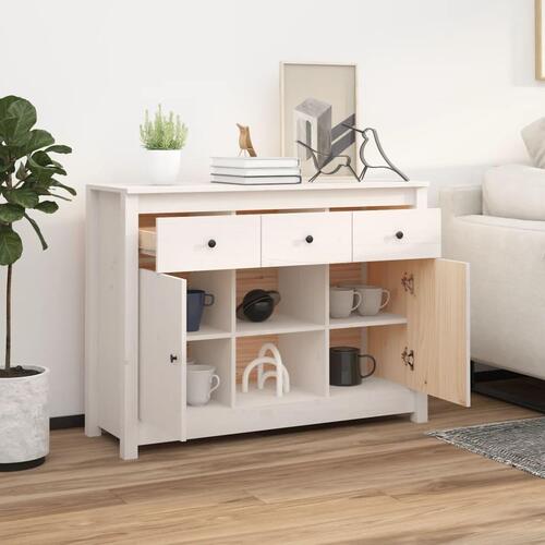 Skænk 100x35x74,5 cm massivt fyrretræ hvid