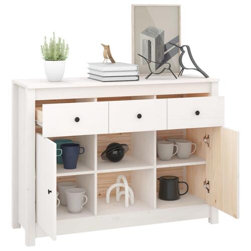 Skænk 100x35x74,5 cm massivt fyrretræ hvid