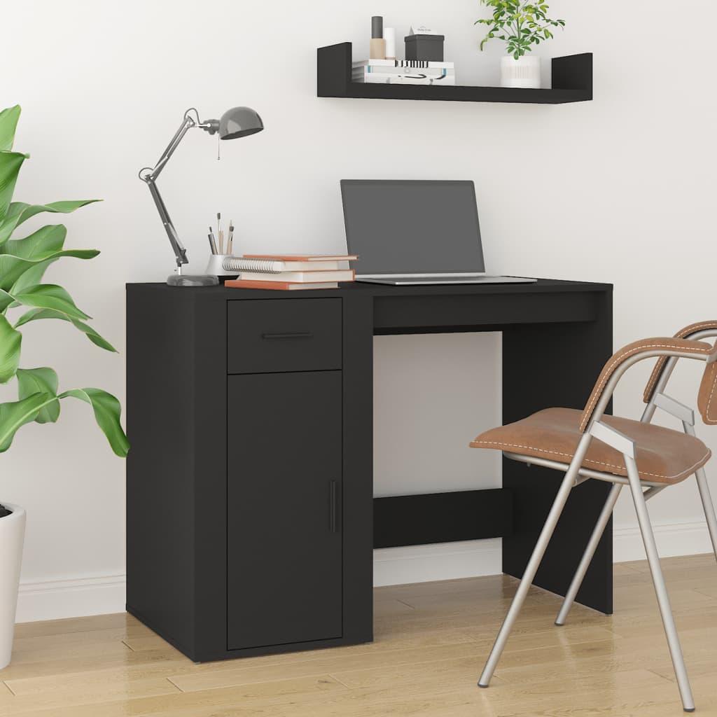Skrivebord 100x49x75 cm konstrueret træ sort