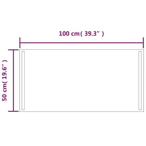 Badeværelsesspejl med LED-lys 50x100 cm