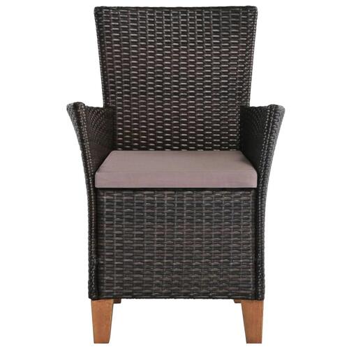 Havestole med hynder 2 stk. polyrattan brun