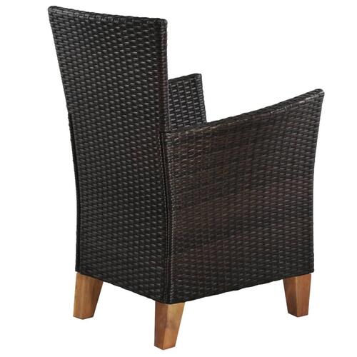 Havestole med hynder 2 stk. polyrattan brun