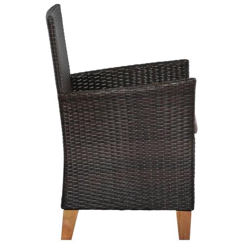 Havestole med hynder 2 stk. polyrattan brun