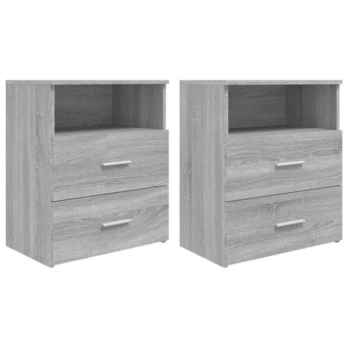 Sengeborde 2 stk. 50x32x60 cm grå sonoma-eg