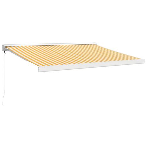 Foldemarkise manuel betjening 3,5x2,5 m stof aluminium gul hvid
