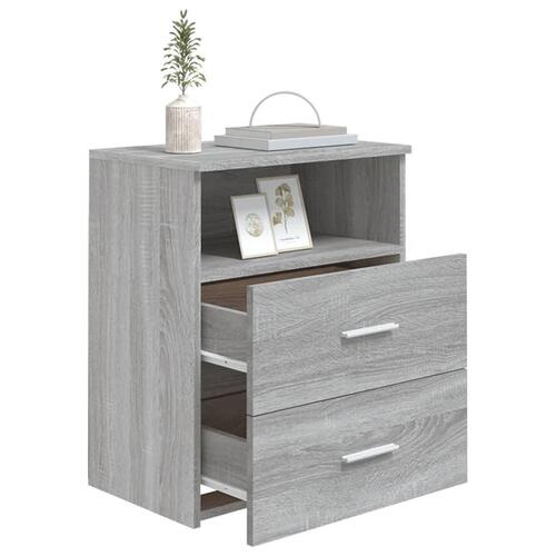 Sengeborde 2 stk. 50x32x60 cm grå sonoma-eg