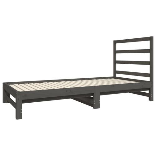 Daybed med udtræk 2x(90x190) cm massivt fyrretræ grå