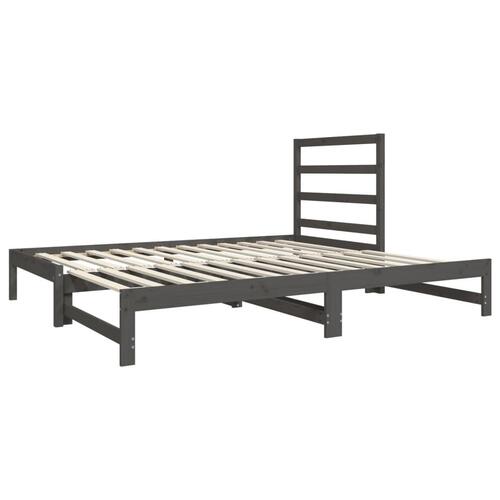 Daybed med udtræk 2x(90x190) cm massivt fyrretræ grå