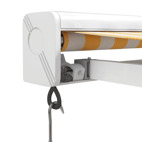 Foldemarkise manuel betjening 3,5x2,5 m stof aluminium gul hvid