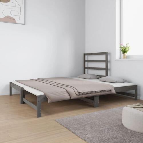 Daybed med udtræk 2x(90x190) cm massivt fyrretræ grå