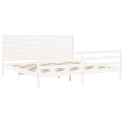 Sengeramme med sengegavl 200x200 cm massivt træ hvid