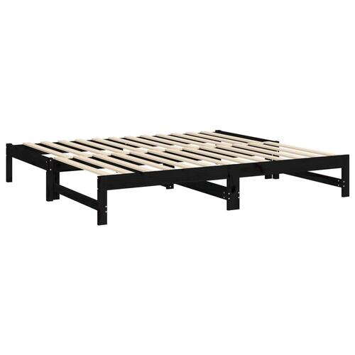 Daybed med udtræk 2x(90x190) cm massivt fyrretræ sort