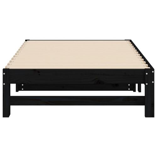 Daybed med udtræk 2x(90x190) cm massivt fyrretræ sort
