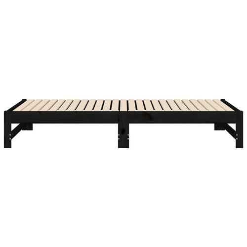 Daybed med udtræk 2x(90x190) cm massivt fyrretræ sort