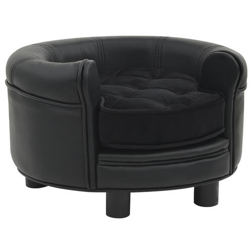 Hundesofa 48x48x32 cm plys og kunstlæder sort