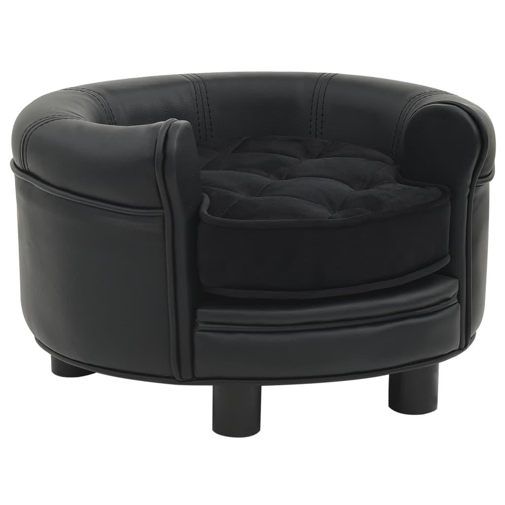 Hundesofa 48x48x32 cm plys og kunstlæder sort