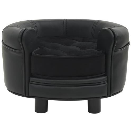 Hundesofa 48x48x32 cm plys og kunstlæder sort