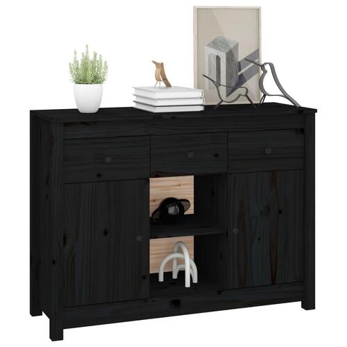Skænk 100x35x74,5 cm massivt fyrretræ sort